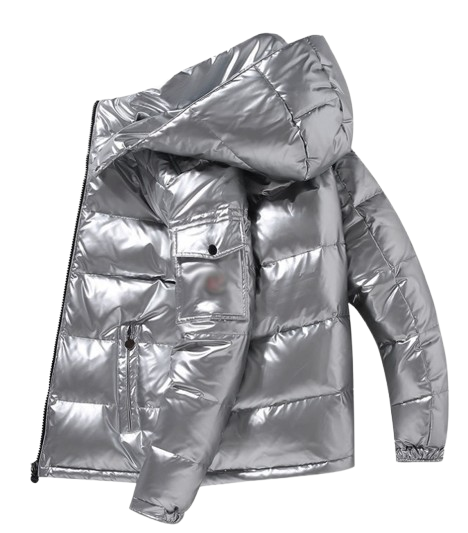 Glossy Hooded Puffer Jacket for Men