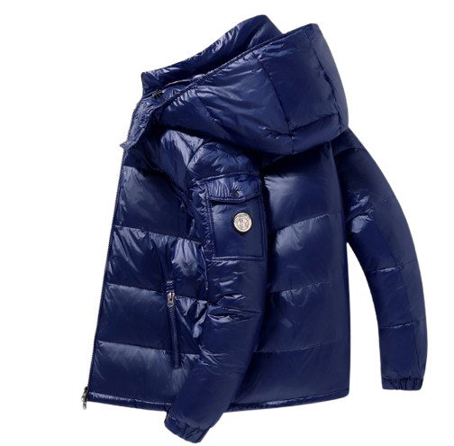 Glossy Hooded Puffer Jacket for Men